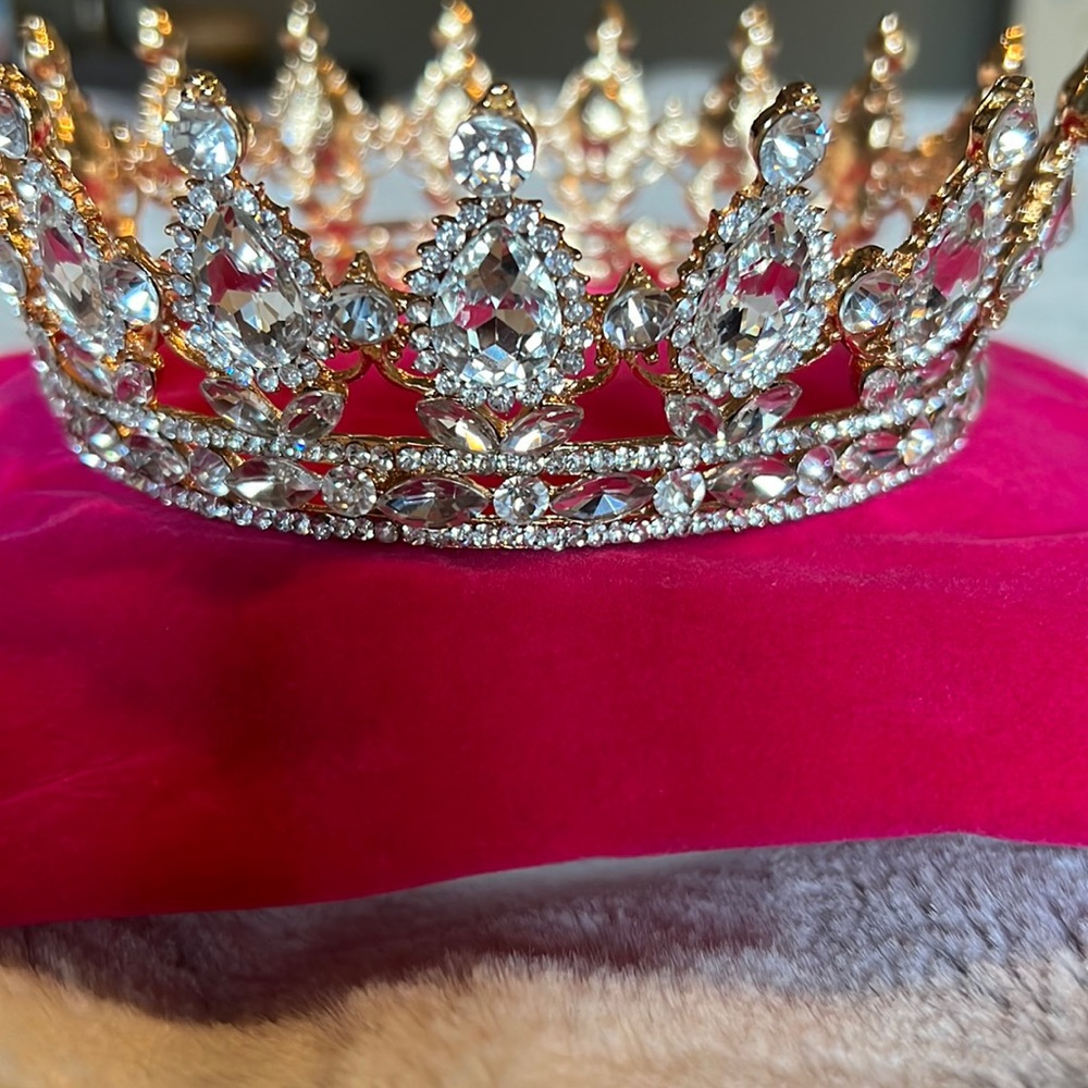 Gold rhinestone pageant crown